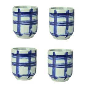 4Pcs Japanese Style Block Ceramic Teacups Small Straight Wine Glass 150ML