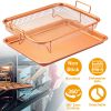 Crisper Tray Set Non Stick Cookie Sheet Tray Air Fry Pan Grill Basket Oven Dishwasher Safe Oil Free