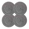 4 Pcs Tea Time Round Braided Table Mats Dining Kitchen Linen Table Mats Indoor Outdoor Ramie Placemats 7 inch, Grey