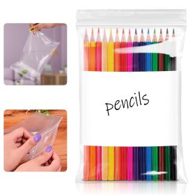 White Block Reclosable Bags, 6 x 9 Inch. Pack of 100 Zipper Bags for Food Storage with Write-On Block. Waterproof Bags for Small Business