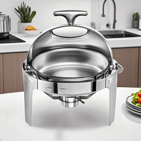 SOGA 2X 6L Round Chafing Stainless Steel Food Warmer with Glass Roll Top