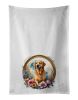 Golden Retriever and Flowers Kitchen Towel Set of 2 White Dish Towels Decorative Bathroom Hand towel for Hand, Face, Hair, Yoga, Tea, Dishcloth