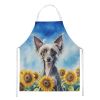 Chinese Crested in Sunflowers Apron Cooking Kitchen Server Baking Crafts Gardening for Adult Women Men, Unisex, Large, Multicolor
