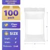 White Block Reclosable Bags, 6 x 9 Inch. Pack of 100 Zipper Bags for Food Storage with Write-On Block. Waterproof Bags for Small Business