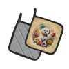 Bichon Frise and Flowers Pair of Pot Holders Kitchen Heat Resistant Pot Holders Sets Oven Hot Pads for Cooking Baking BBQ, 7 1/2 x 7 1/2