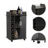 Dukat Bar Cart; Two Shelves; Six Built-in Wine Rack; Four Casters -Espresso