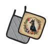 Doberman Pinscher and Flowers Pair of Pot Holders Kitchen Heat Resistant Pot Holders Sets Oven Hot Pads for Cooking Baking BBQ, 7 1/2 x 7 1/2