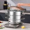 SOGA 2X 3 Tier 30cm Heavy Duty Stainless Steel Food Steamer with Glass Lid