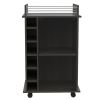 Dukat Bar Cart; Two Shelves; Six Built-in Wine Rack; Four Casters -Espresso