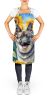Norwegian Elkhound in Sunflowers Apron Cooking Kitchen Server Baking Crafts Gardening for Adult Women Men, Unisex, Large, Multicolor