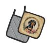 Dachshund and Flowers Pair of Pot Holders Kitchen Heat Resistant Pot Holders Sets Oven Hot Pads for Cooking Baking BBQ, 7 1/2 x 7 1/2