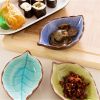 1pc Leaf Shaped Saucer; Handcraft Ceramic Small Plate; Ice Crack Glaze Seasoning Sauce Flavouring Plates; Tableware; Kitchen Supplies; 10.5*7*2.5