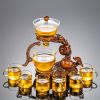 1 Set Lazy Tea Set; Magnetic Water Diversion Rotating Cover Bowl; Tea Maker; Automatic Glass Teapot; Tea Canister; Tea Cups; Tea Pet; Tea Tray; C