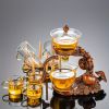 1 Set Lazy Tea Set; Magnetic Water Diversion Rotating Cover Bowl; Tea Maker; Automatic Glass Teapot; Tea Canister; Tea Cups; Tea Pet; Tea Tray; C