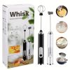 One Set Of Milk Frother Handheld USB-Rechargeable With 2pcs Stainless Whisk Heads; 3-Speed Adjustable Handheld Milk Frother For Cappuccinos; Hot