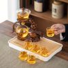 1 Set Lazy Tea Set; Magnetic Water Diversion Rotating Cover Bowl; Tea Maker; Automatic Glass Teapot; Tea Canister; Tea Cups; Tea Pet; Tea Tray; C